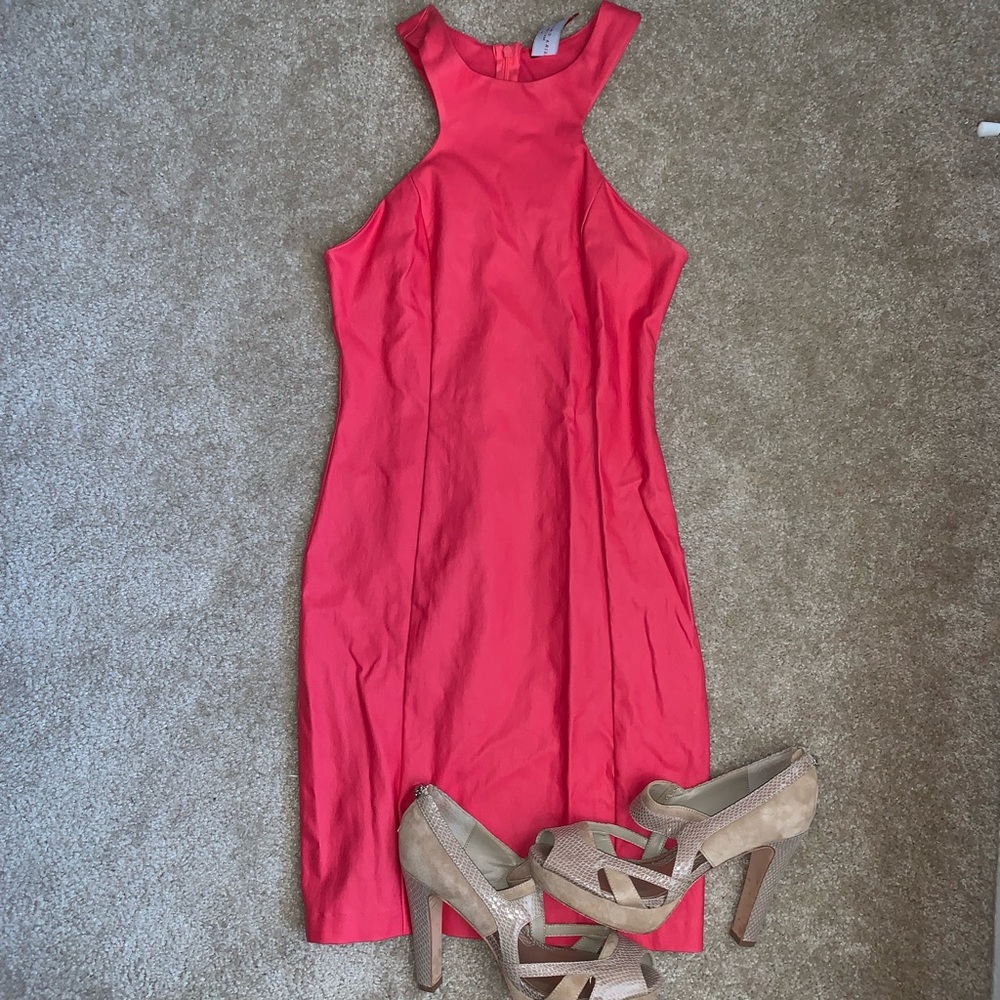 Hot pink body con dress